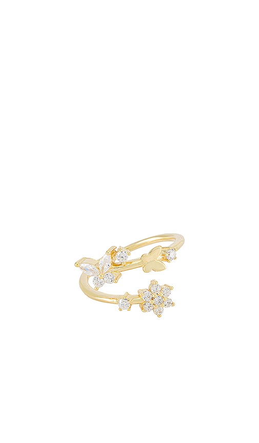 Adinas Jewels Butterfly X Flower Wrap Ring In Gold