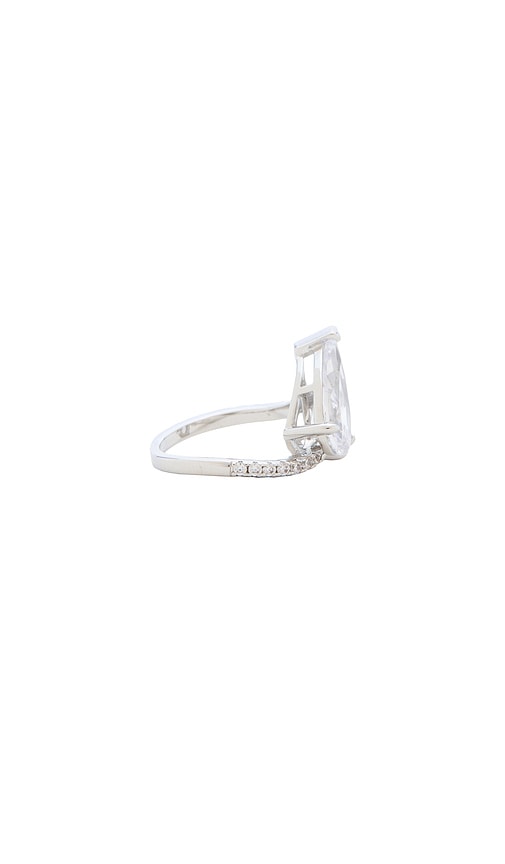 By Adina Eden Pave Graduated Double Teardrop Ring In White