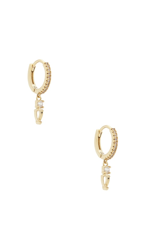 By Adina Eden Double Cz Dangling Drop Huggie Earring