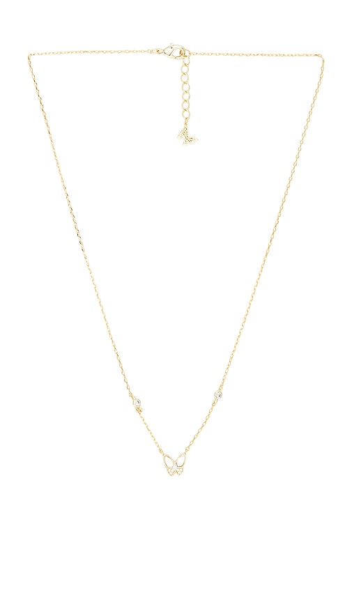 By Adina Eden Cz & Mop Butterfly Accent Necklace in White,Metallic Gold.