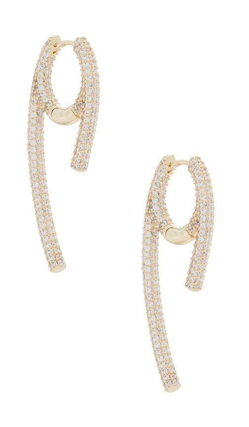By Adina Eden Pave Rounded Wide Claw Huggie Earring in Metallic Gold.