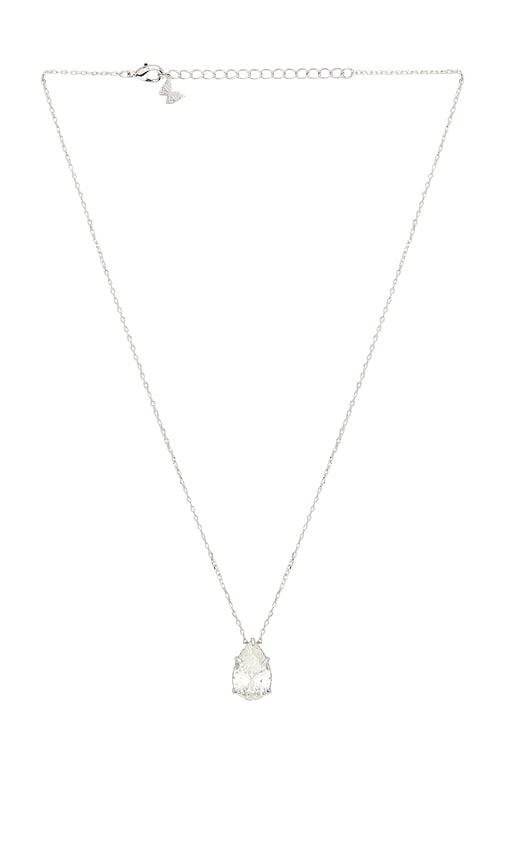 By Adina Eden Fancy Pear Necklace in Metallic Silver.