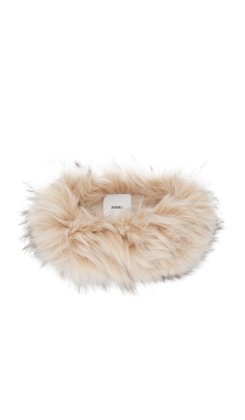 AKNVAS Faux Fur Circle Headband in Cream.