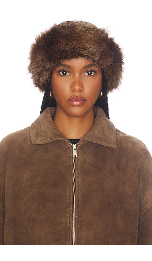 AKNVAS Faux Fur Headband in Brown.