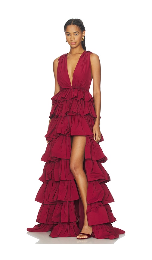 Aknvas Henriette Ruffle Gown In Multi