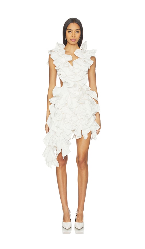 Aknvas Olive Ruffle Dress In White