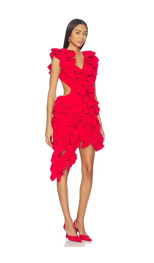 Aknvas Olive Ruffle Dress In Red