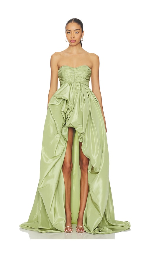 Aknvas Evy Taffeta Gown In Green