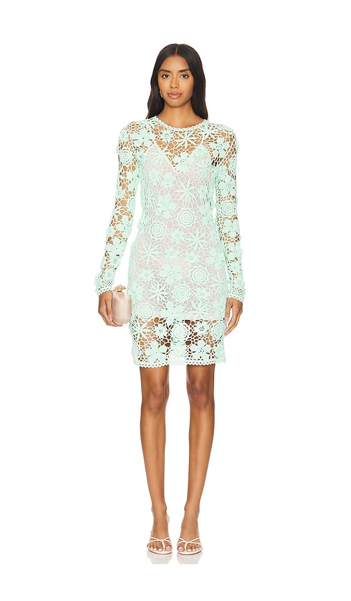 Shop Aknvas X Revolve Sydney Crochet Mini Dress In Sage Green