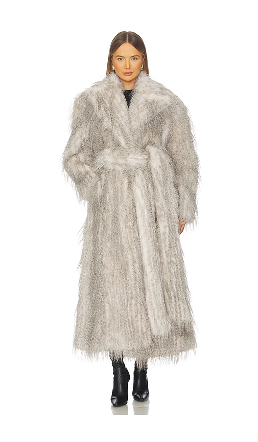 Aknvas X Revolve Duke Faux Fur Coat In Gray