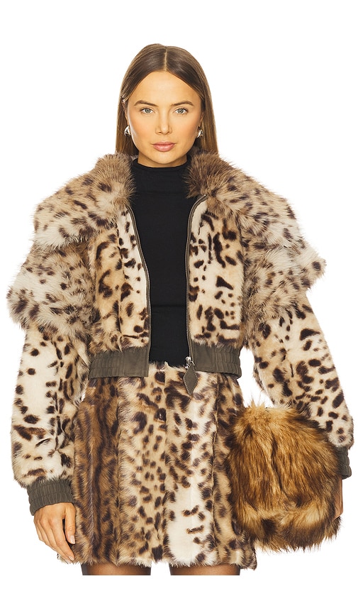 Aknvas Valde Faux Fur Bomber Jacket In Multi