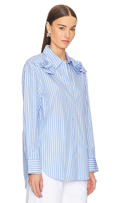 Shop Aknvas Flor Button Down In Baby Blue