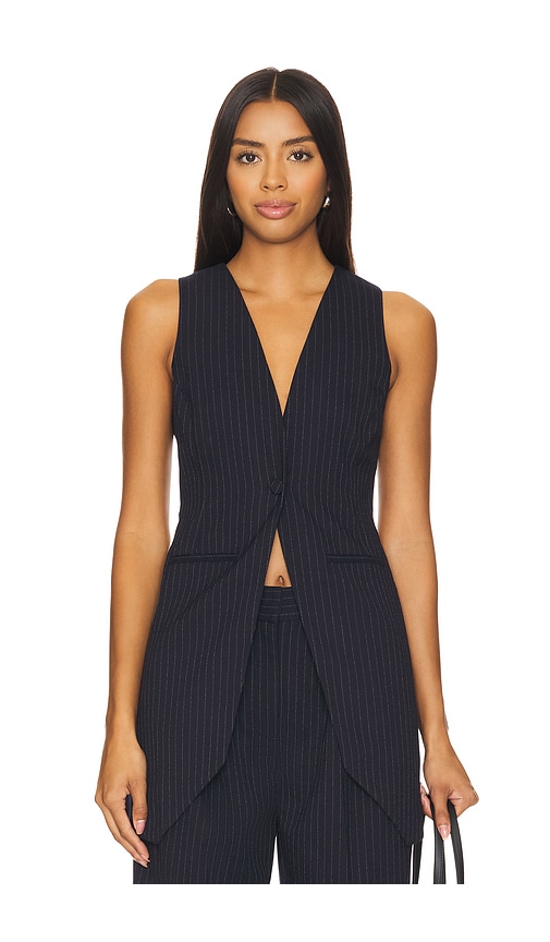 Shop Aknvas Tatia Vest In Navy Gessato