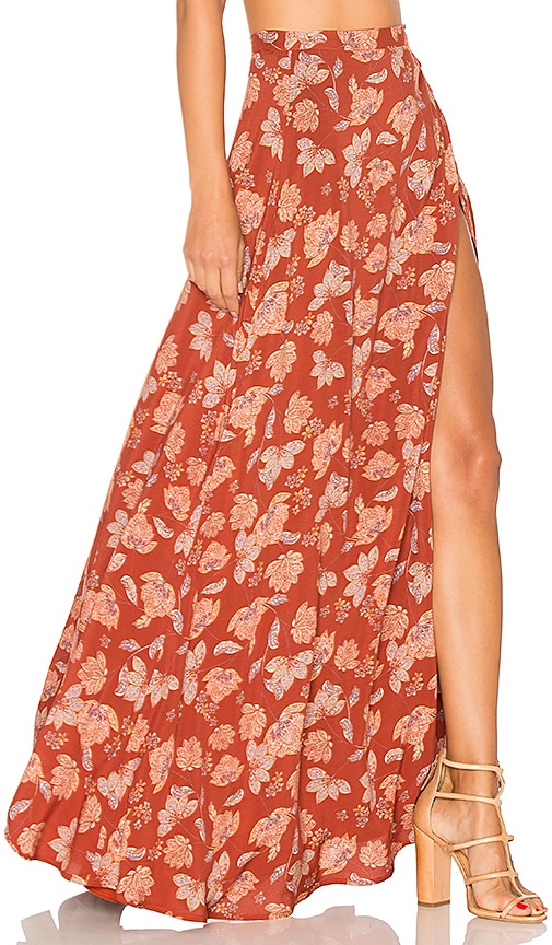 burnt orange maxi skirt