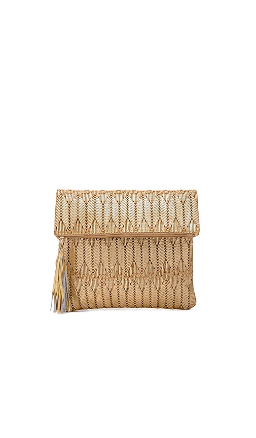 ale by alessandra La Pluma Clutch in Metallic Gold | REVOLVE