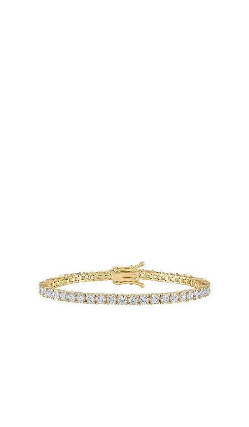 Alexa Leigh Crystal Tennis Bracelet in Metallic Gold