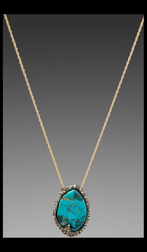 Cordova Gold & Antique Rhodium Small Turquoise Pendant