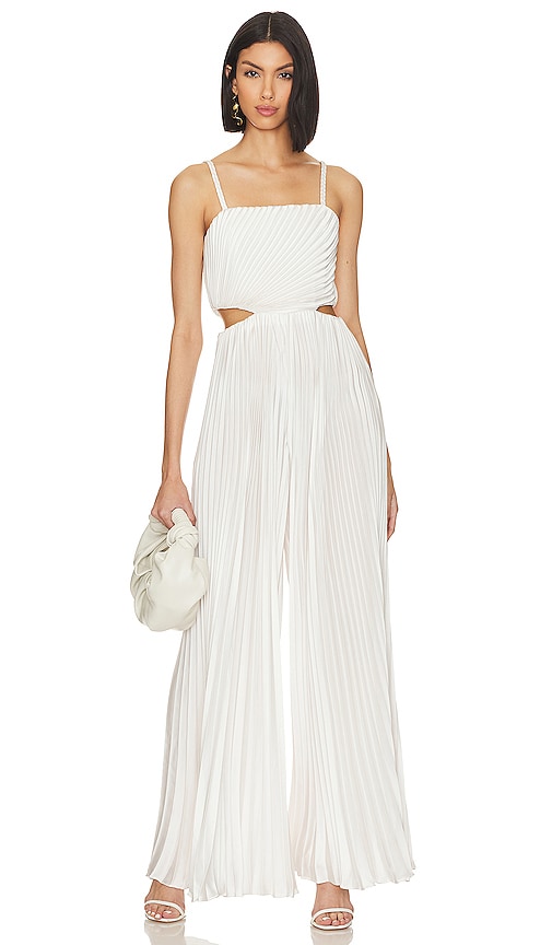 Alice And Olivia Women's Powell Pleated Wide-leg Jumpsuit In White