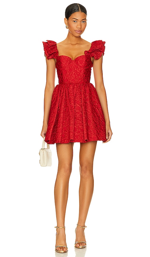 Shop Alice And Olivia Bina Mini Dress In Perfect Ruby