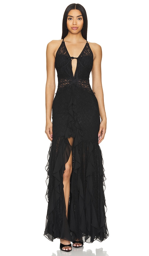 Shop Alice And Olivia Edera Gown In 黑色