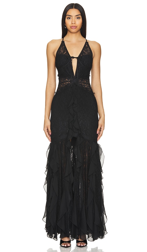 Shop Alice And Olivia Edera Gown In 黑色