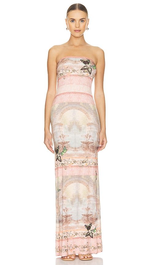 Shop Alice And Olivia Delora Strapless Maxi Dress In Versailles