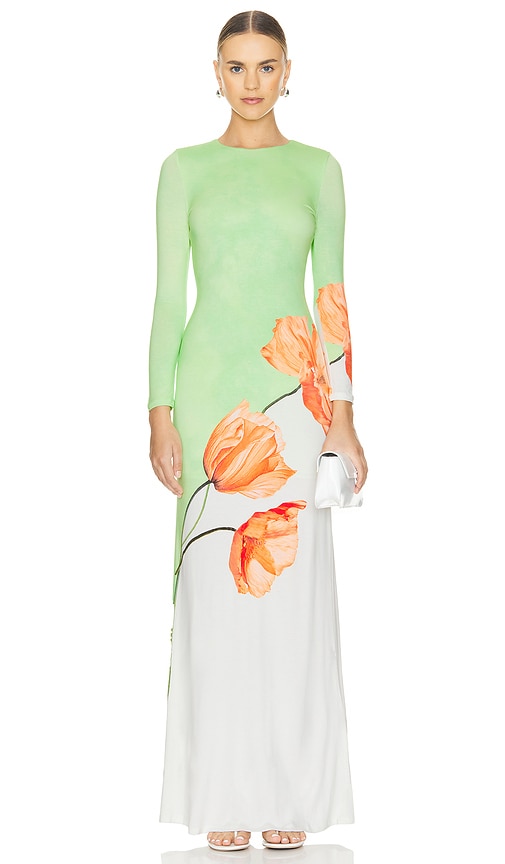 Shop Alice And Olivia Delora Maxi Dress In Dream Life Sharp Green