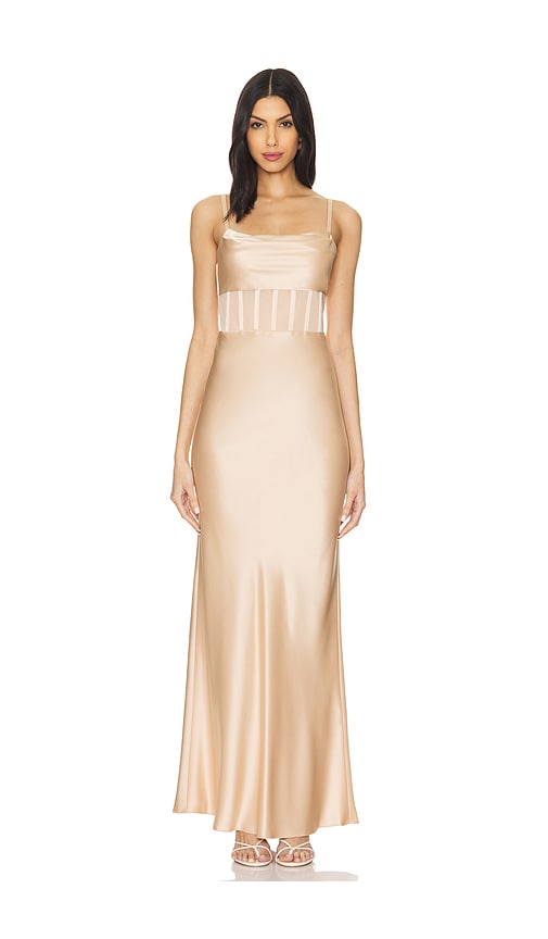 Shop Alice And Olivia Valentina Maxi Dress In 杏色