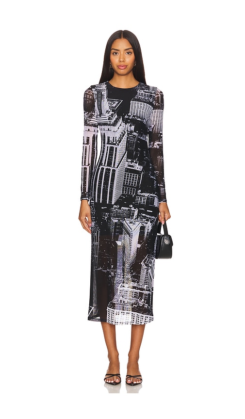 Shop Alice And Olivia Delora Midi Dress In Cityscape