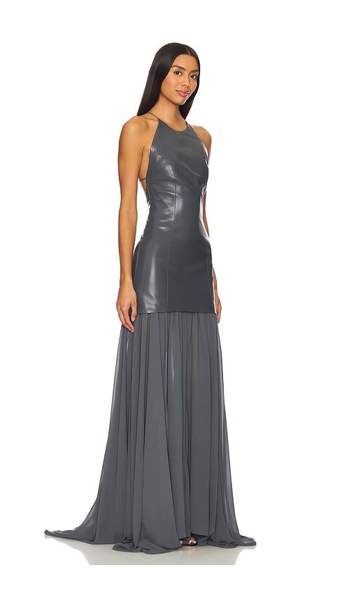 Shop Alice And Olivia Hiroko Open Back Maxi Dress In Charcoal