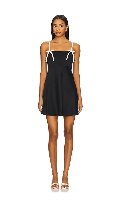 Morgan Babydoll Mini Dress With Bow Dtl in Black. - size 8 (also in 0, 10, 4, 6)