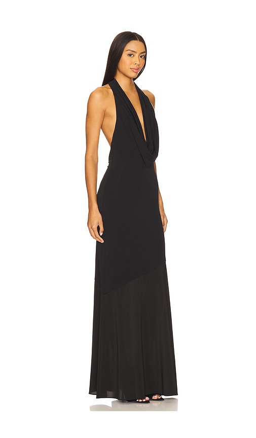 Alice And Olivia Dani Midi Dress With Sheer Panel In Black