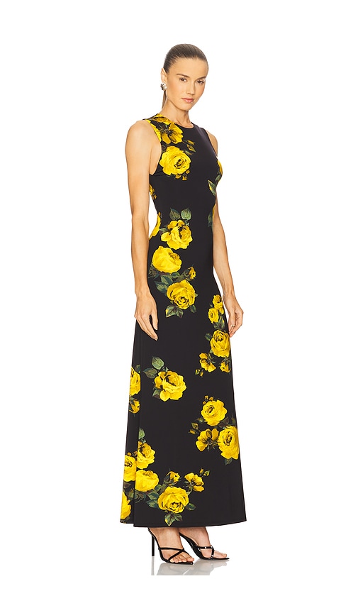 Alice And Olivia Delora Rosehips Open-back Sleeveless Maxi Dress In Red