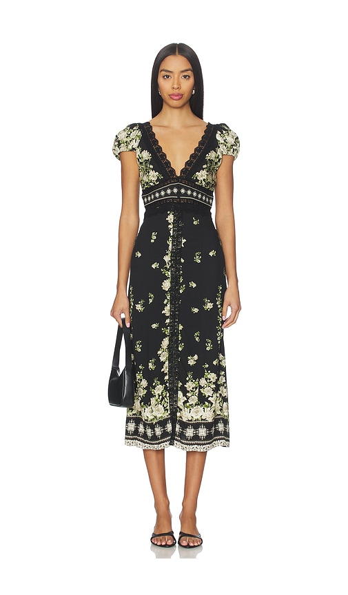 Alice And Olivia Rose Deep Lace Maxi Dress In Black