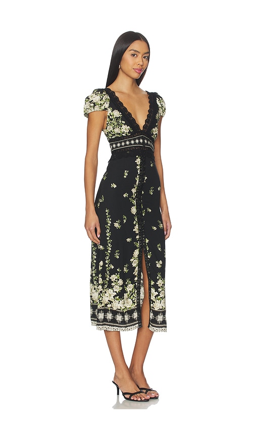 Alice And Olivia Rose Deep Lace Maxi Dress In Black
