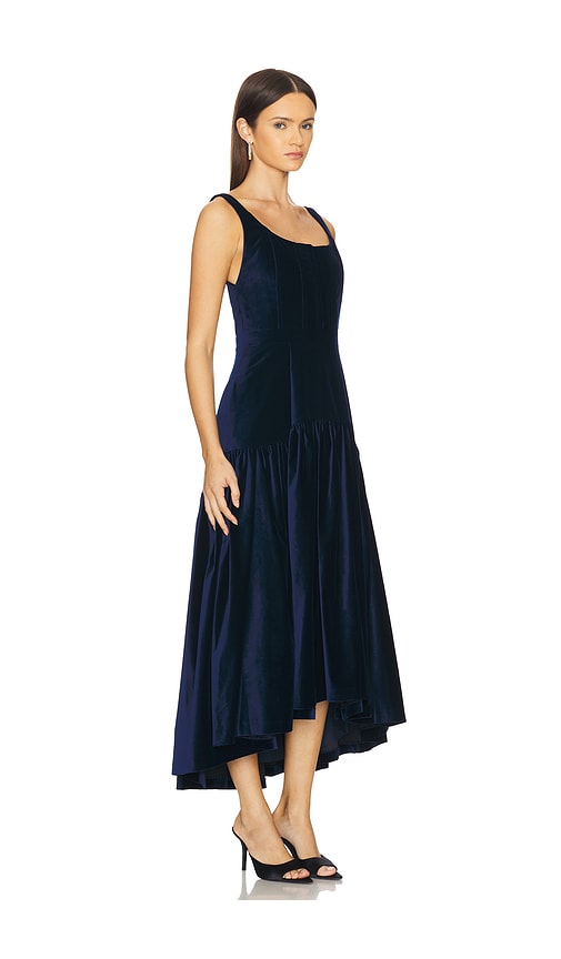 Alice And Olivia Diana Sleeveless Structured Midi Dress In Blue