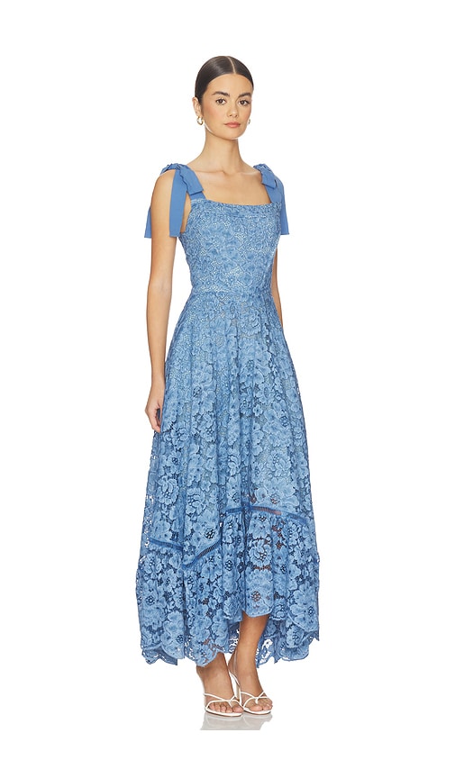 Alice And Olivia Rosalee Lace Bustier Maxi Dress In Blue