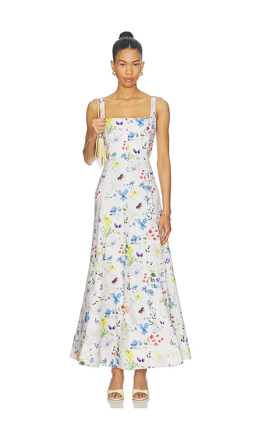 Alice + Olivia Alice + Olivia Polly Seamed Drop Waist Flared Ankle Length Dress