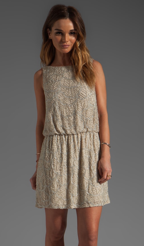 Alice Olivia Nora Dropped Waist Beaded Dress In Antique Revolve