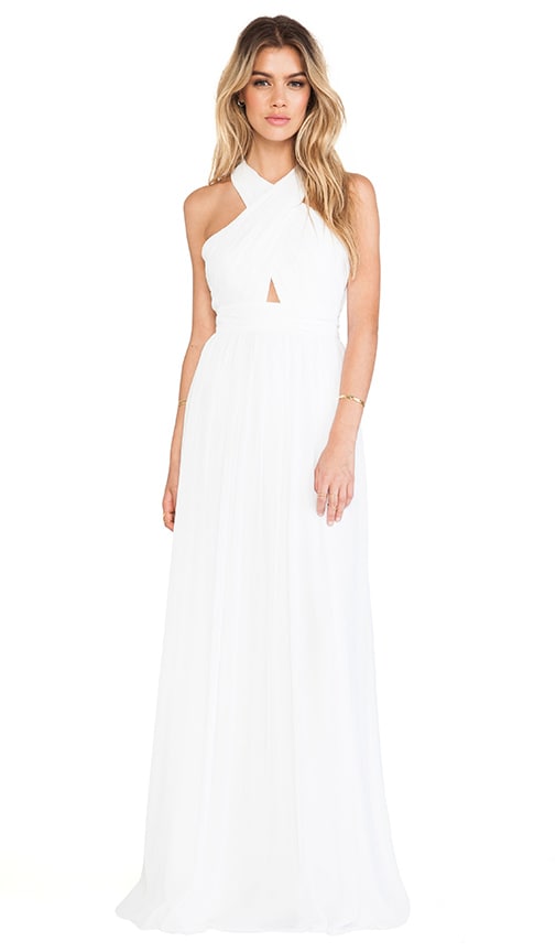 white cross neck dress