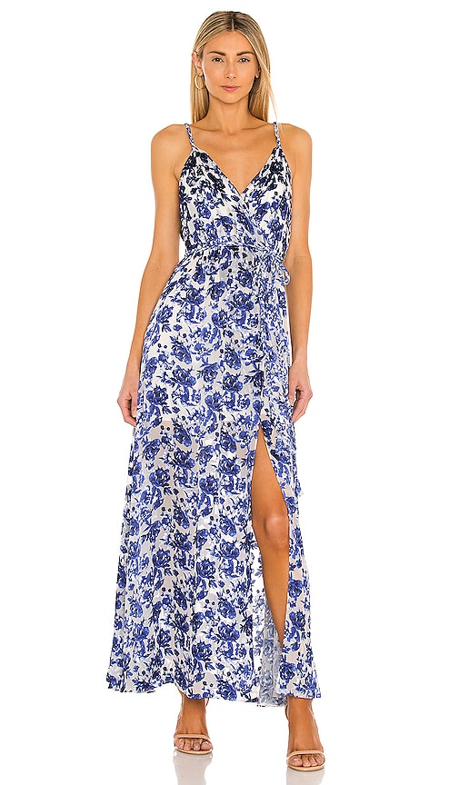 Alice + Olivia Samantha Maxi Dress in Forget Me Not Antique White
