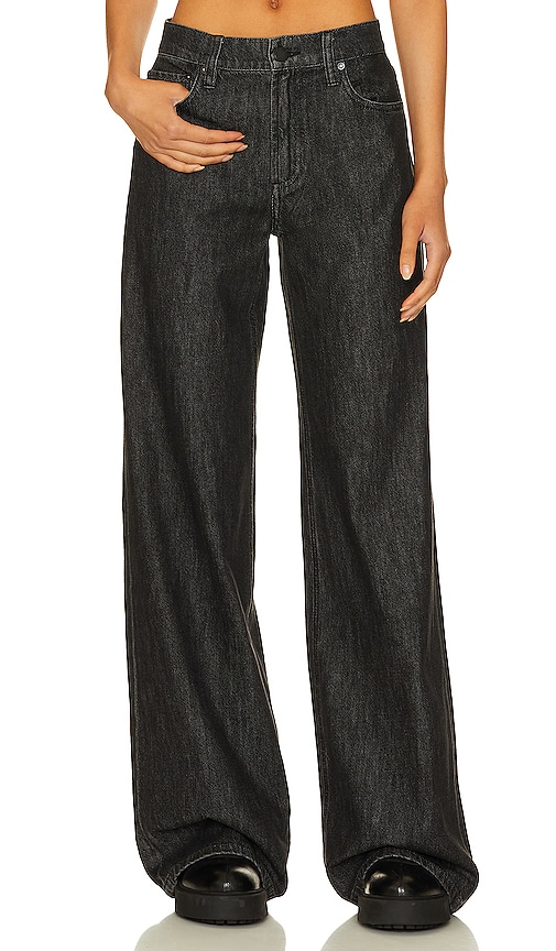 Shop Alice And Olivia Trish Low Rise Baggy Jean In Black