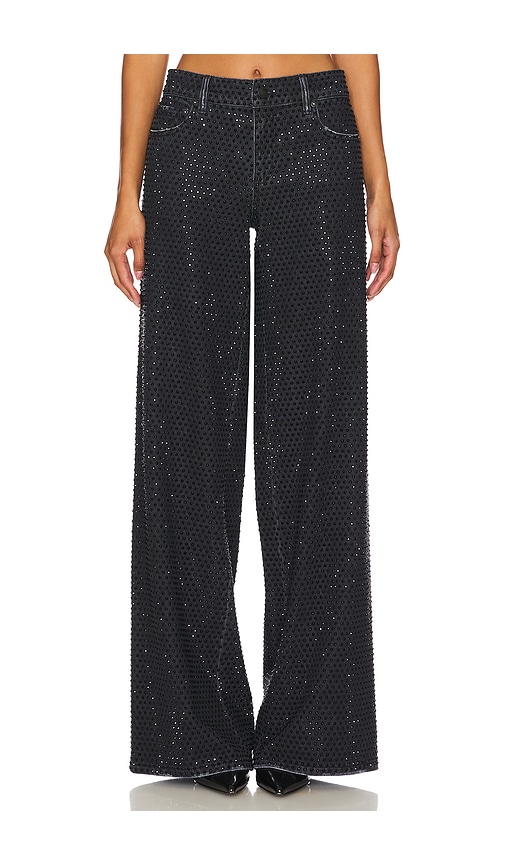 Shop Alice And Olivia Trish Embellished Baggy Jean In Black