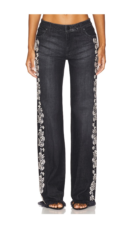 Alice And Olivia Roxie Embellished Jean In Black