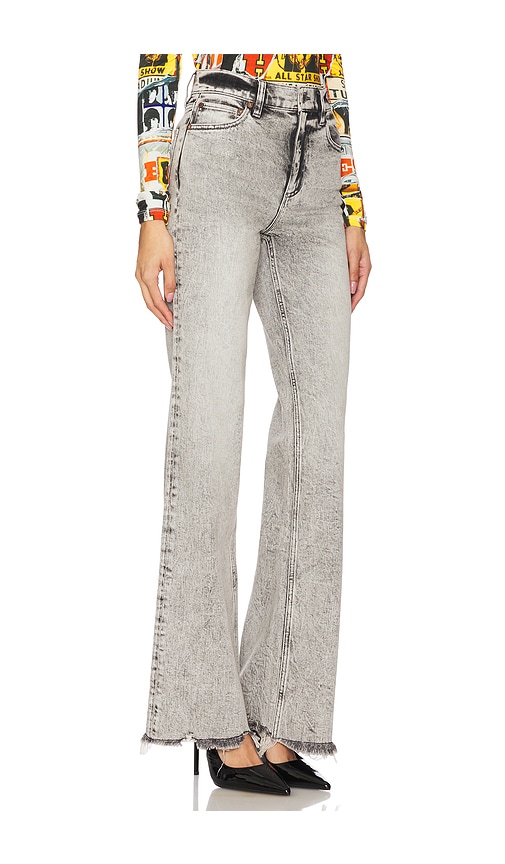 Alice And Olivia Delancey High Rise Relaxed Boot Cut Jean In Grey