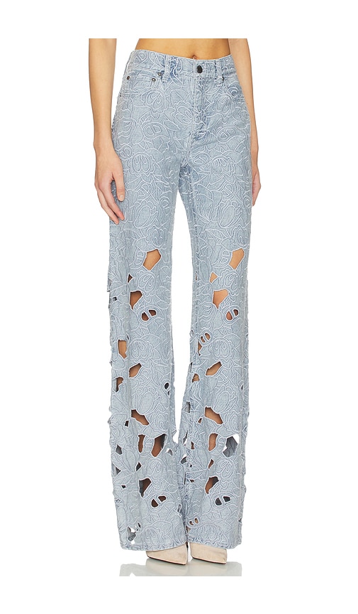 Alice And Olivia Chic Eyelet Jean In Blue