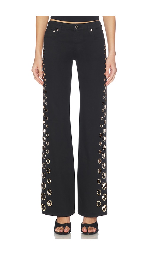 Roxie Low Rise Straight Flare Full Length Jean With Grommets