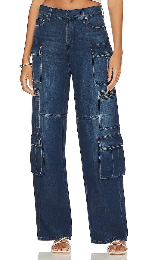 Alice And Olivia Cay Baggy Denim Cargo In Blue