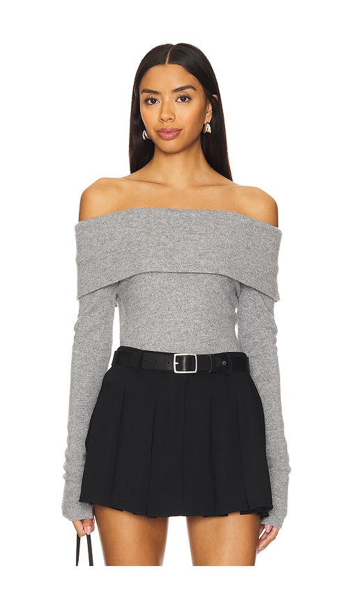 Shop Alice And Olivia Coretta Off Shoulder Pullover In Grey