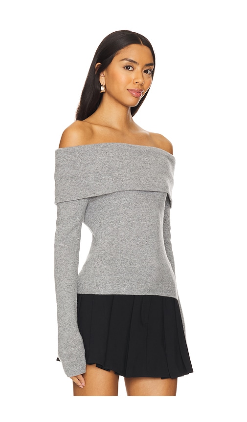 Shop Alice And Olivia Coretta Off Shoulder Pullover In Grey